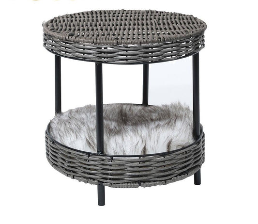 Rattan Raised Wicker Basket Pet Bed-0