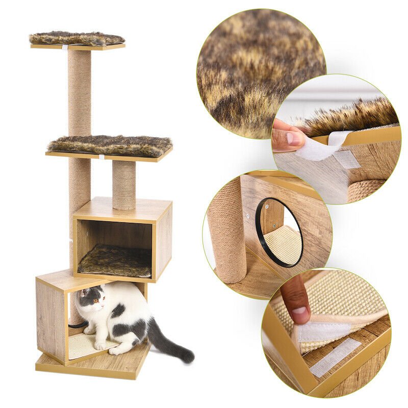 Wooden Condo Stacker Cat Tree House-1
