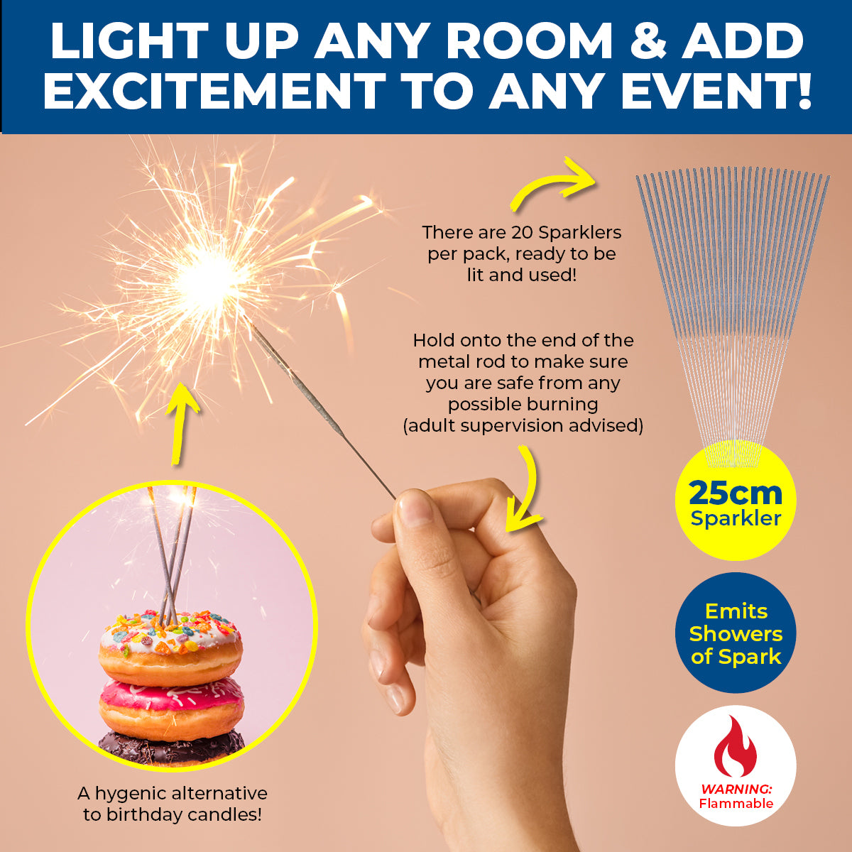 Party Central 480PCE Sparklers Celebrations Events Parties Sparkling Fun 25cm