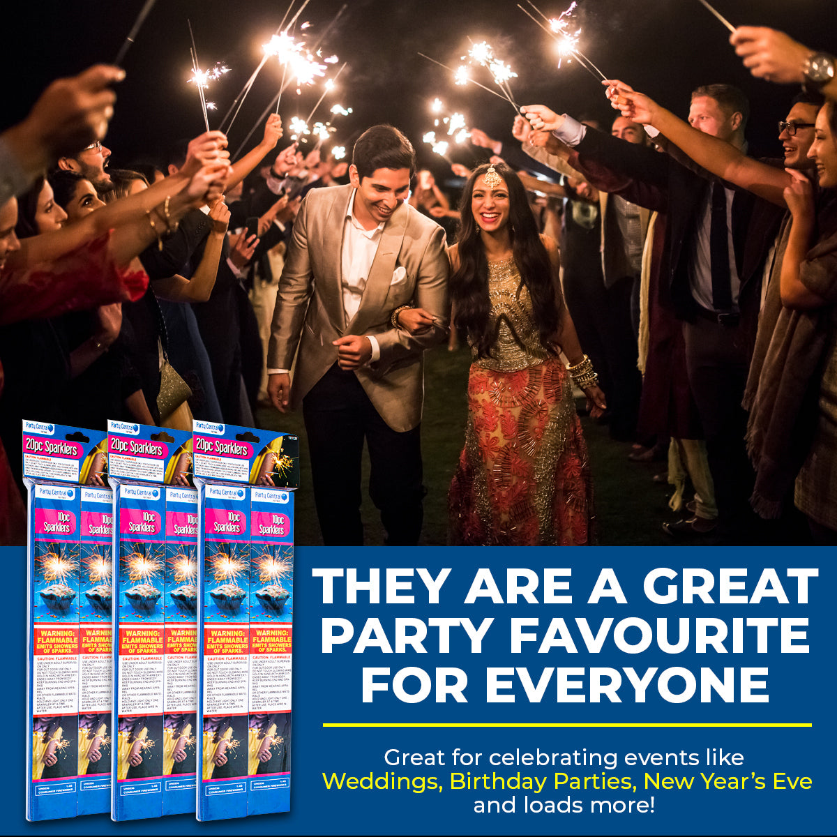 Party Central 480PCE Sparklers Celebrations Events Parties Sparkling Fun 25cm
