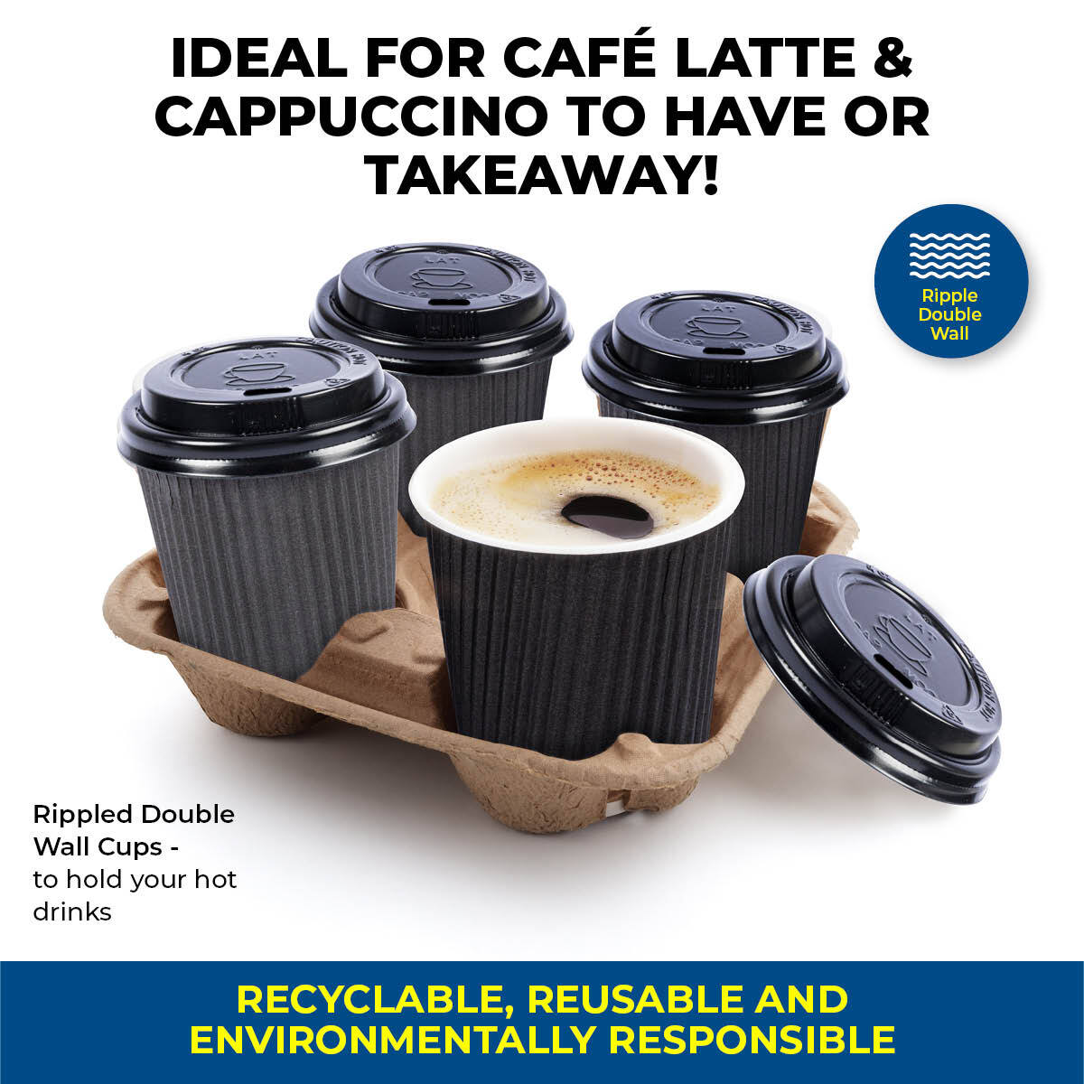 Party Central 480PCE Disposable Coffee Cups & Lids Microwave Safe 230ml