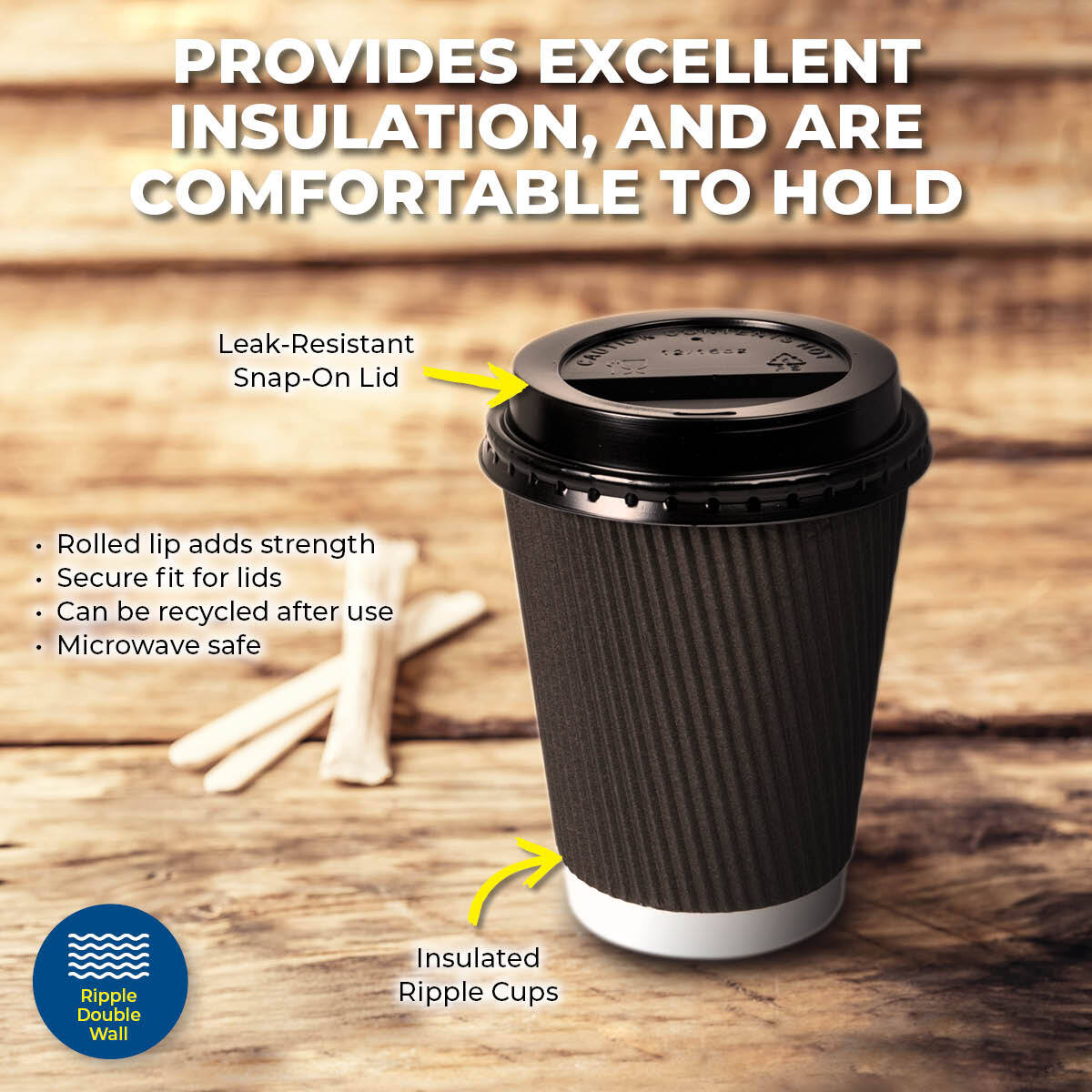 Party Central 480PCE Disposable Coffee Cups & Lids Microwave Safe 230ml