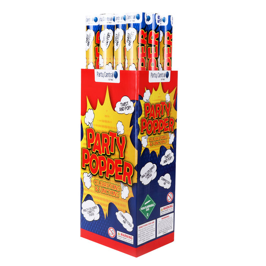 Party Central 12PK Party Popper Cannon Launcher Multicolour Confetti 58cm