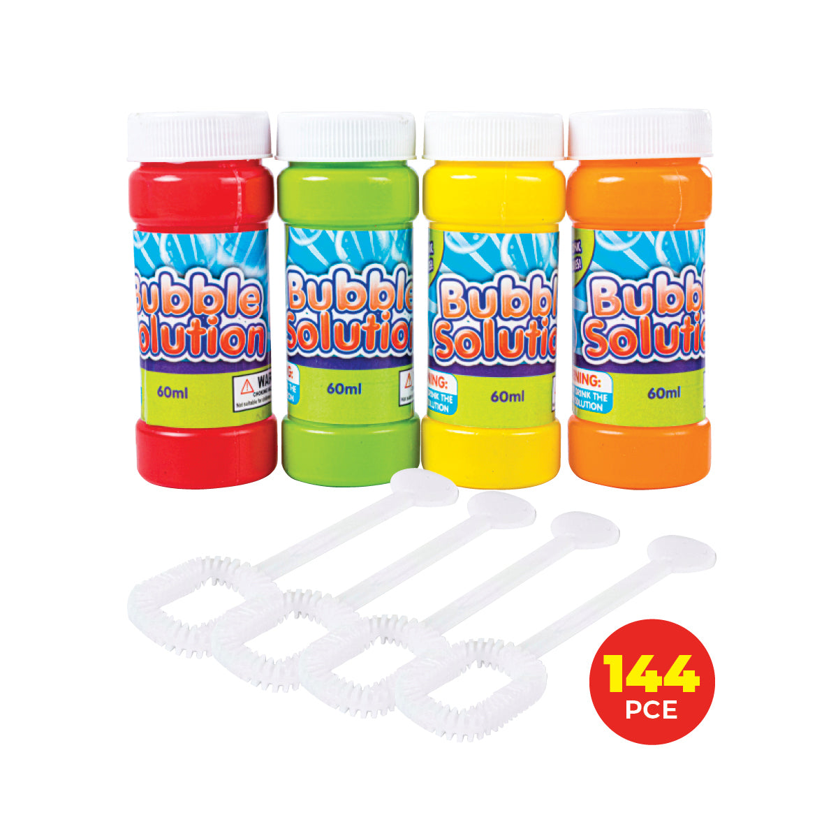 Party Central 144PCE Bubble Solution & Wands Non-Toxic Unscented Formula 60ml