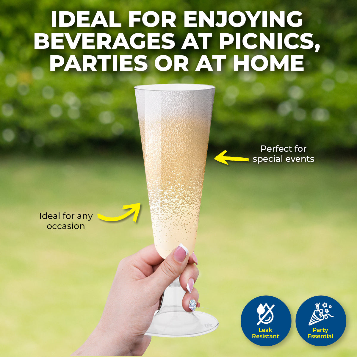 Party Central 360PCE Champagne Glasses Disposable Leak Resistant 150ml