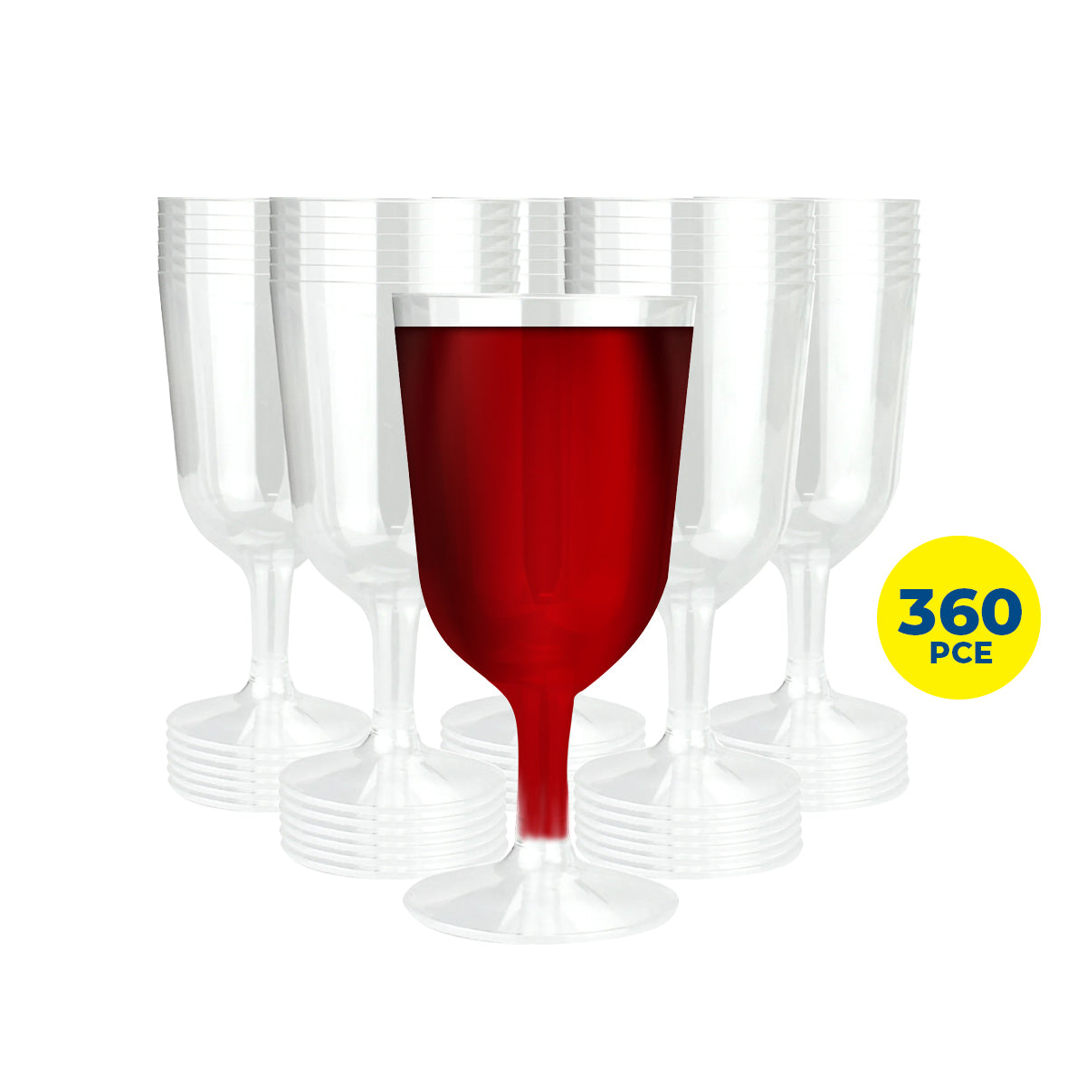 Party Central 360PCE Wine Glasses Disposable Durable Leak Resistant 150ml
