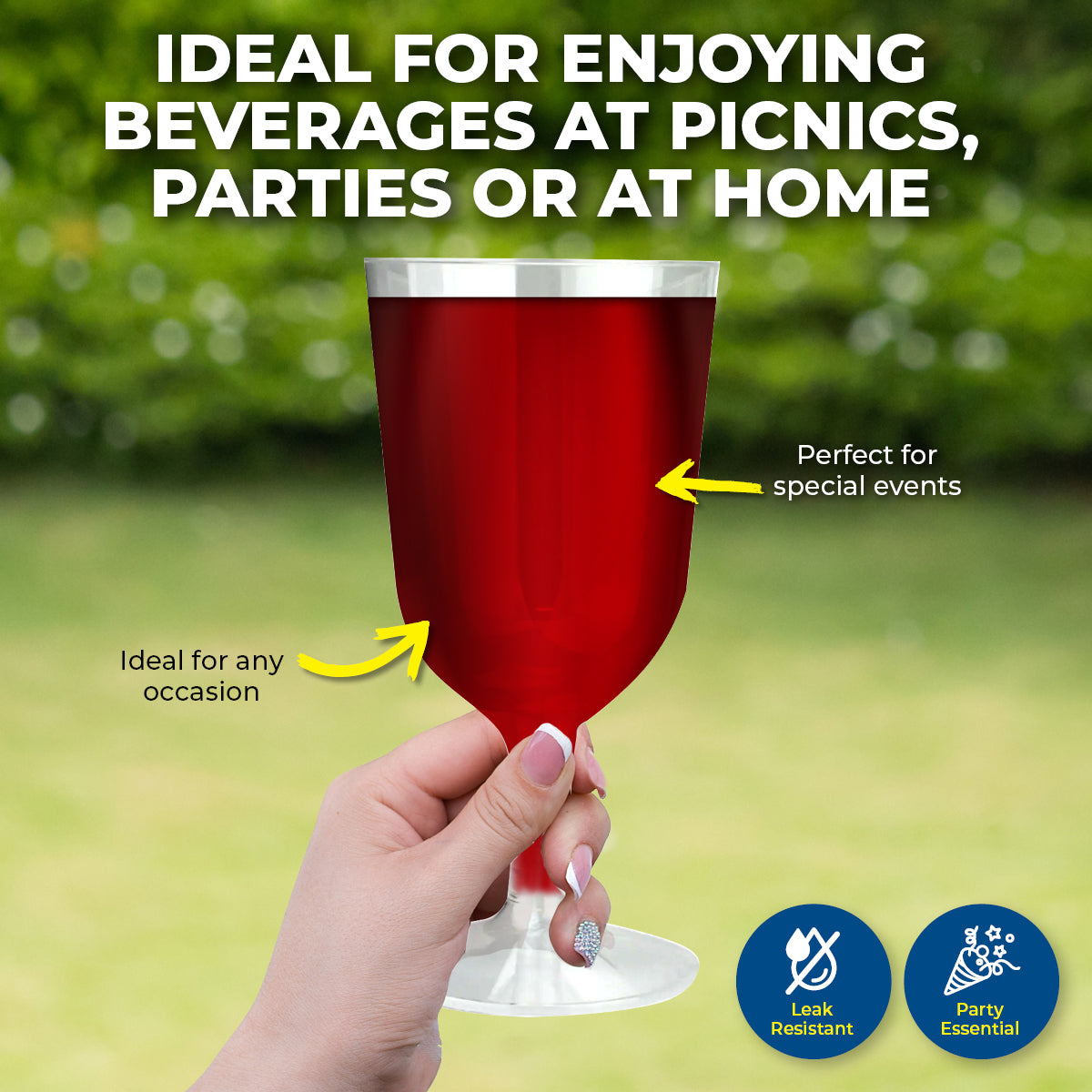 Party Central 360PCE Wine Glasses Disposable Durable Leak Resistant 150ml
