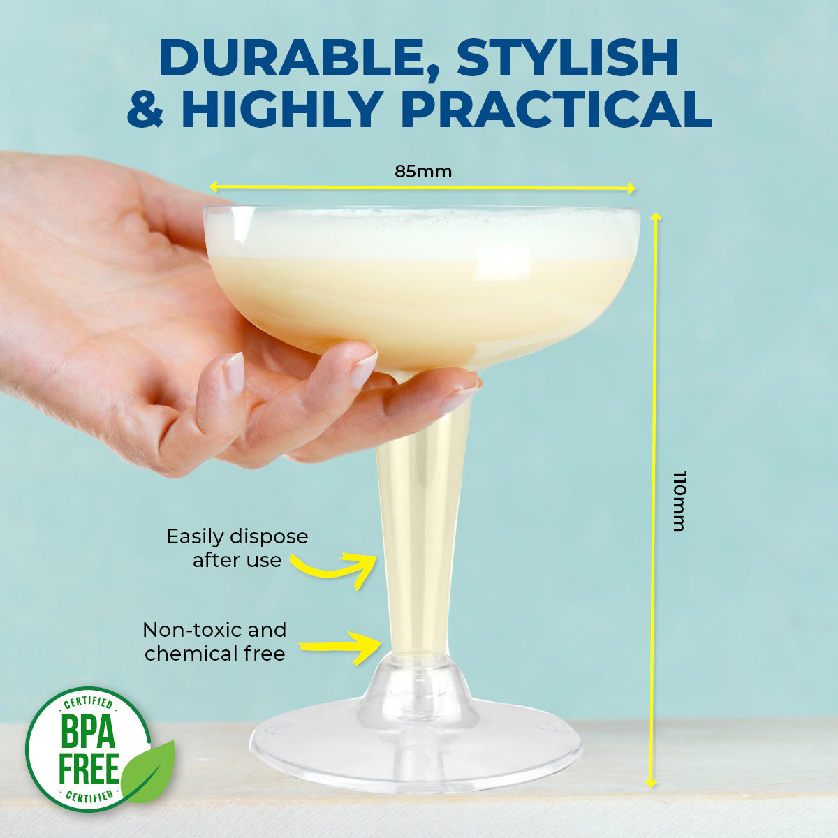 Party Central 360PCE Cocktail Glasses Disposable Durable Leak Resistant 120ml