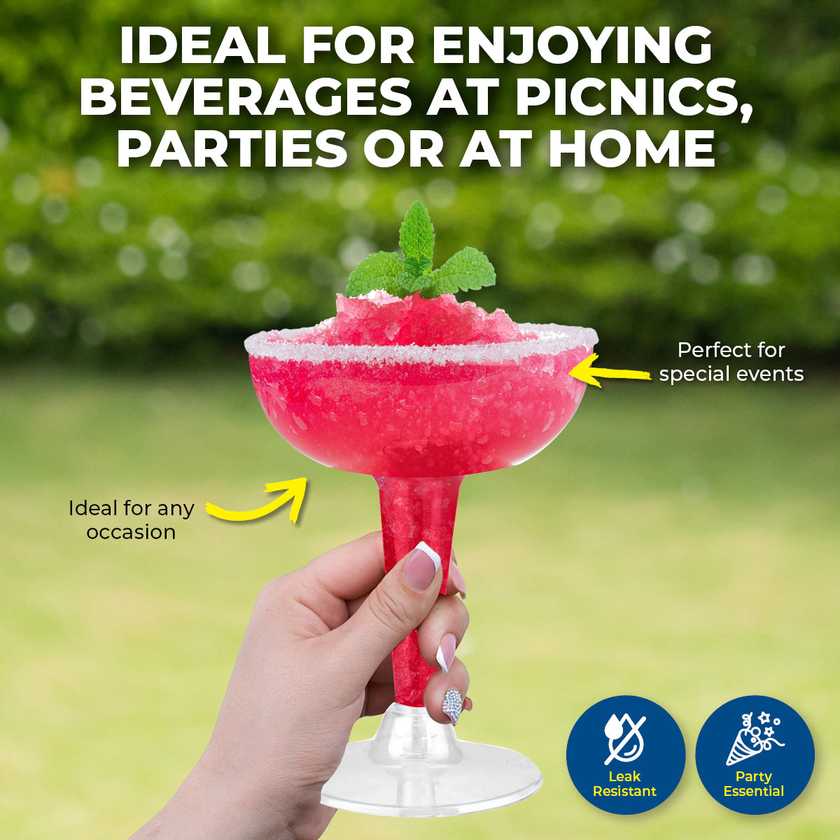 Party Central 360PCE Cocktail Glasses Disposable Durable Leak Resistant 120ml
