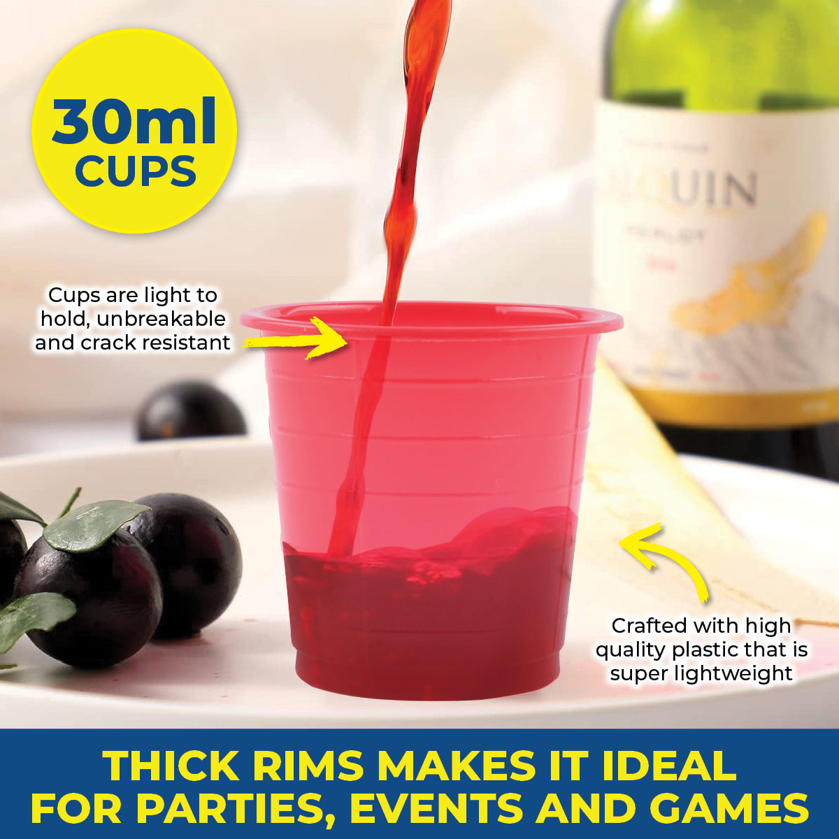 Party Central 1800PCE 30ml Coloured Shot Cups Drinks Jelly Sauces 40 x 45mm