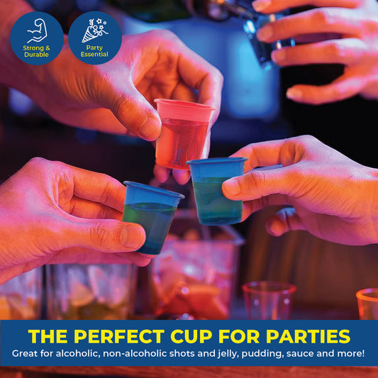 Party Central 1800PCE 30ml Coloured Shot Cups Drinks Jelly Sauces 40 x 45mm