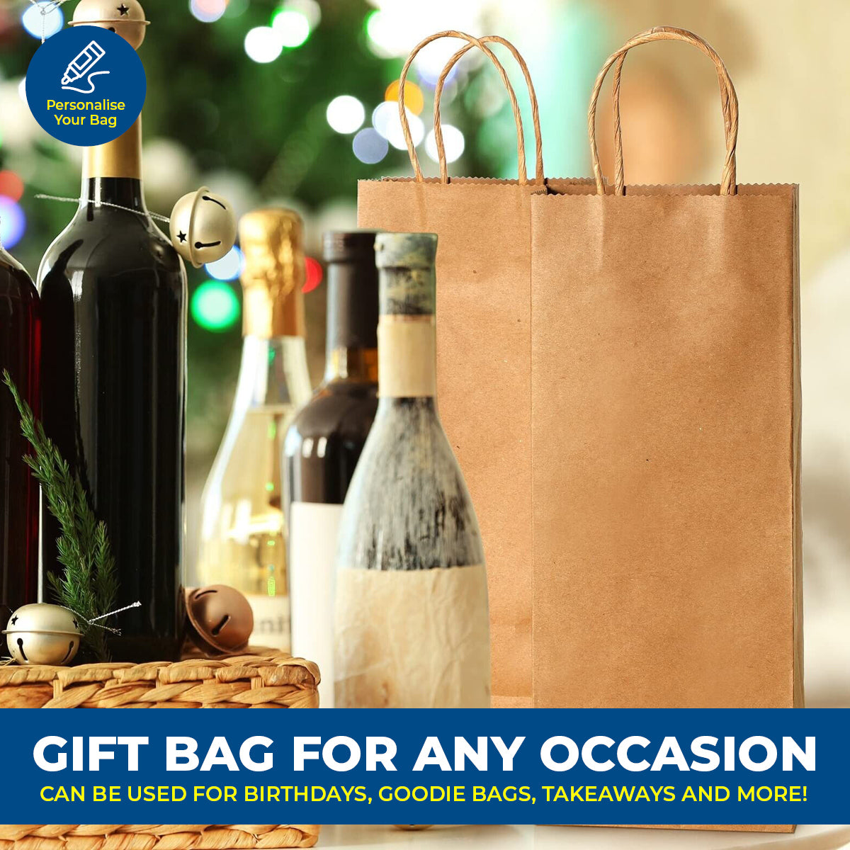 Party Central 72PCE Gift/Craft Paper Bottle Bags Brown Reusable 12 x 35cm