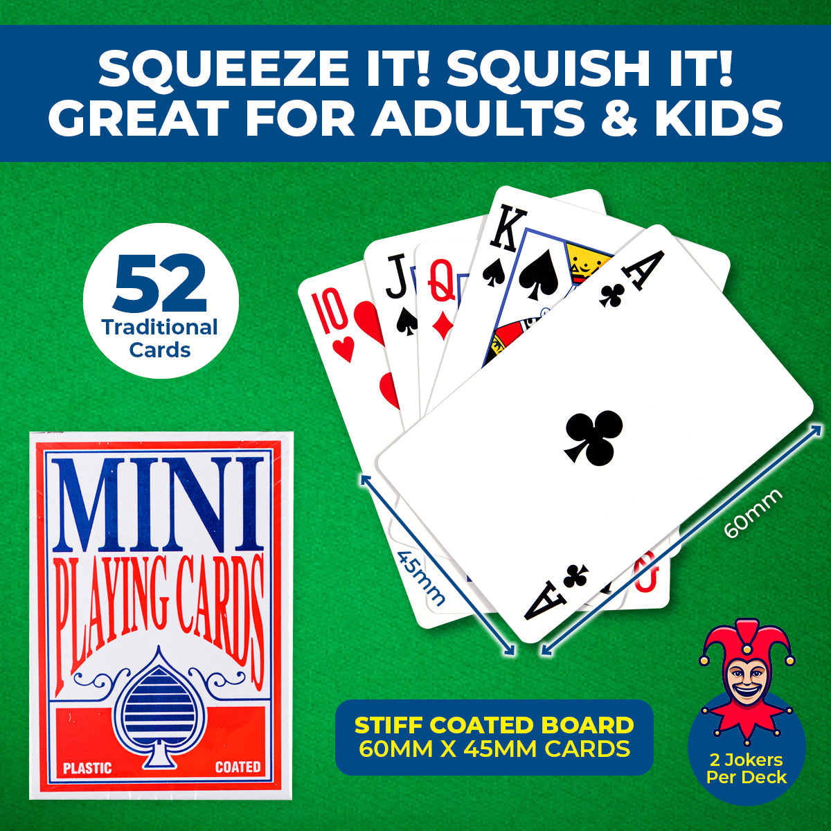 Party Central 24PCE Mini Traditional Playing Cards Tear Resistant 45 x 60mm