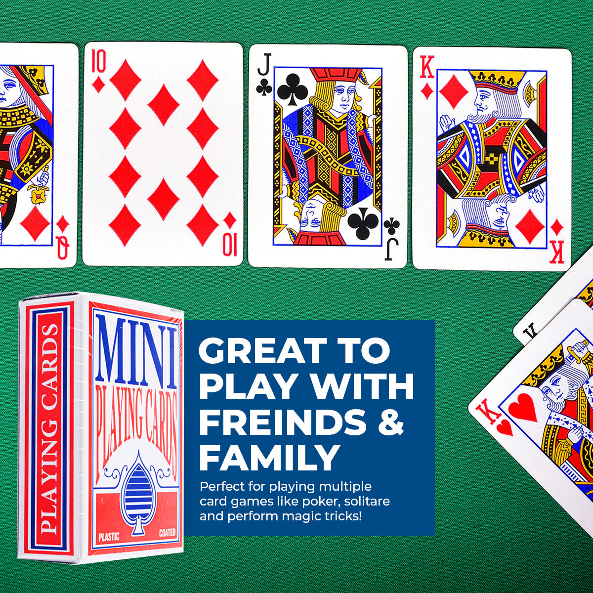 Party Central 24PCE Mini Traditional Playing Cards Tear Resistant 45 x 60mm