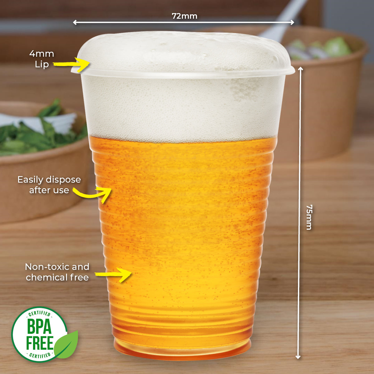 Party Central 864PCE Plastic Cups Clear Strong Disposable Recyclable 200ml