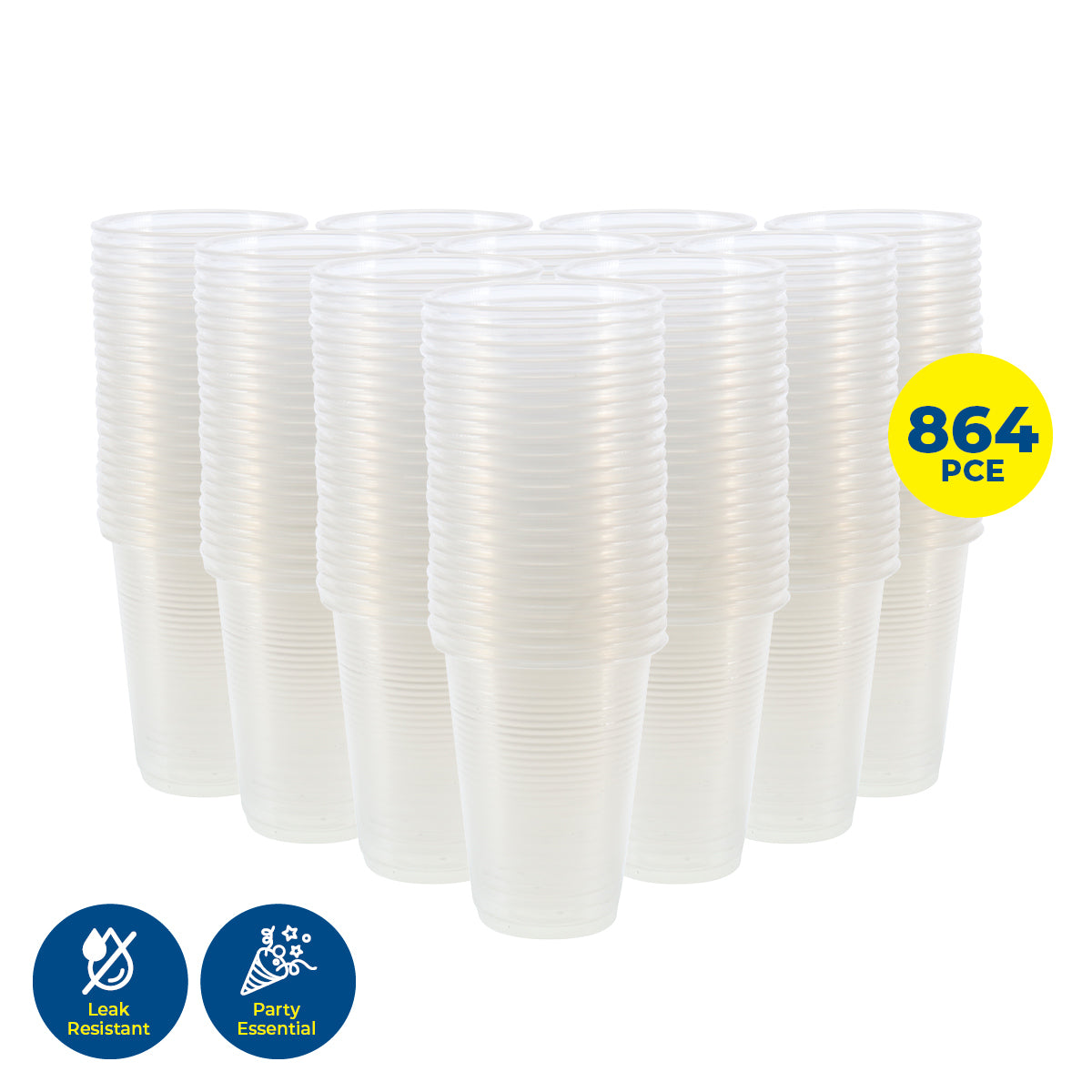 Party Central 864PCE Plastic Cups Clear Strong Disposable Recyclable 200ml