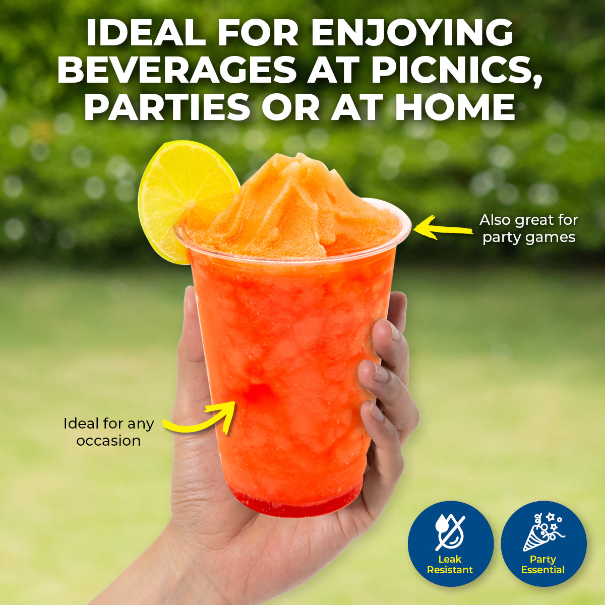 Party Central 648PCE Plastic Cups Clear Strong Disposable Recyclable 350ml