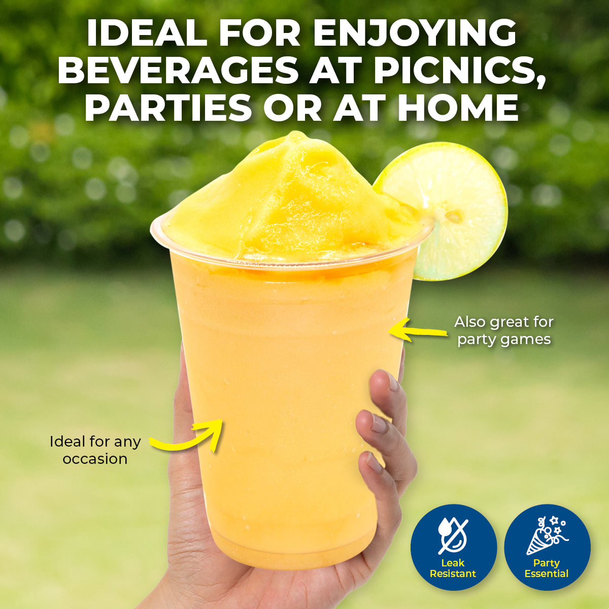 Party Central 360PCE Plastic Cups Clear Strong Disposable Recyclable 500ml