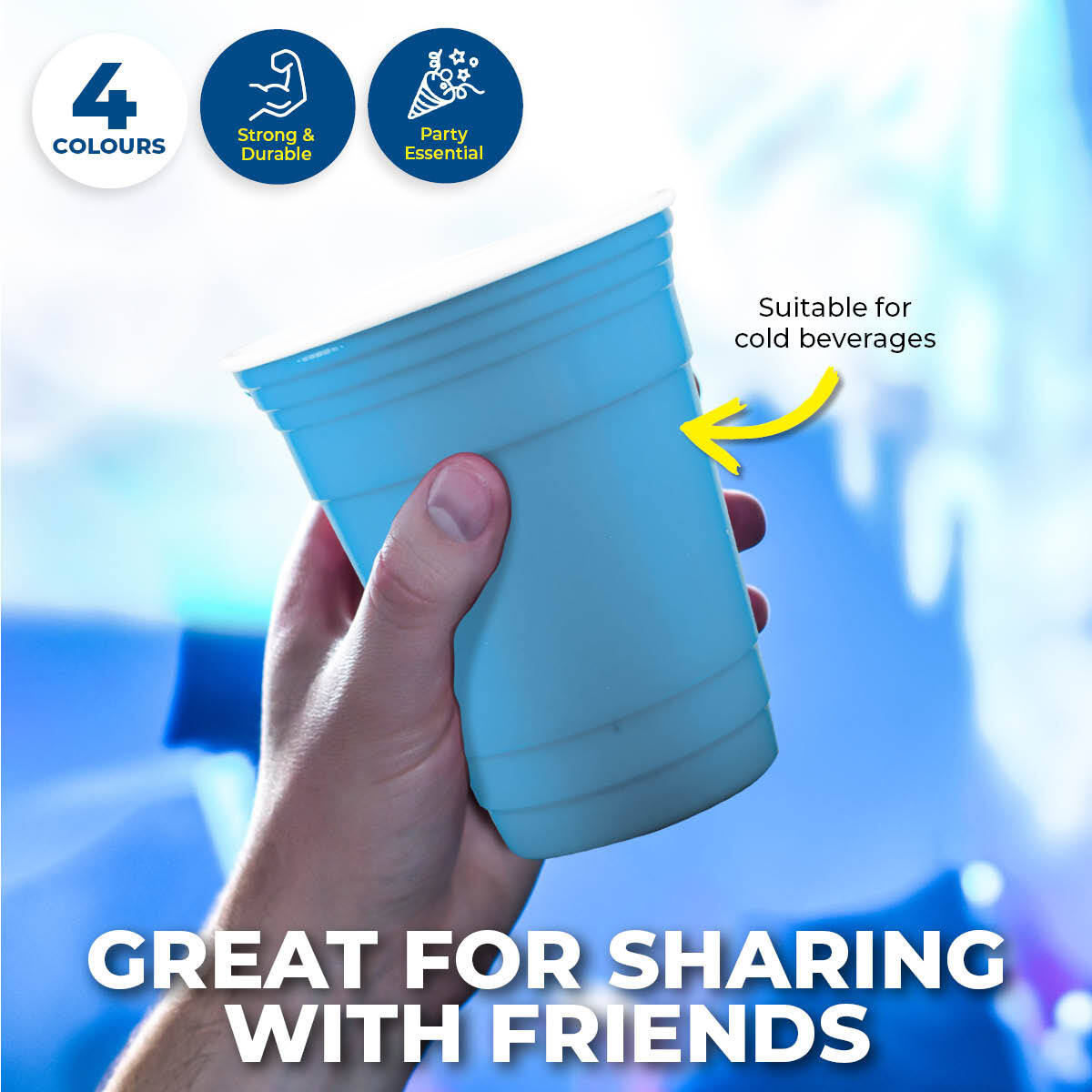 Party Central 36PCE Coloured Cups Reusable Lightweight Durable High Quality