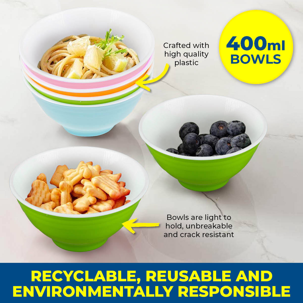 Party Central 36PCE Coloured Bowls Reusable Lightweight Durable High Quality