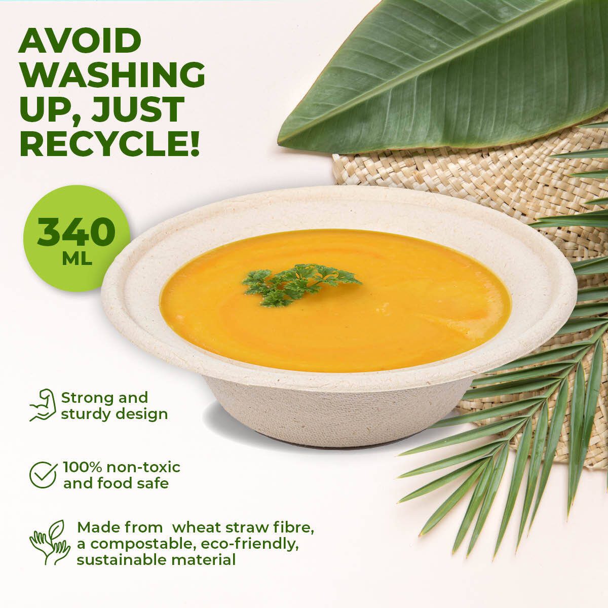 Party Central 480PCE Bowls Salad Soup Eco-Friendly Recyclable Durable 340ml