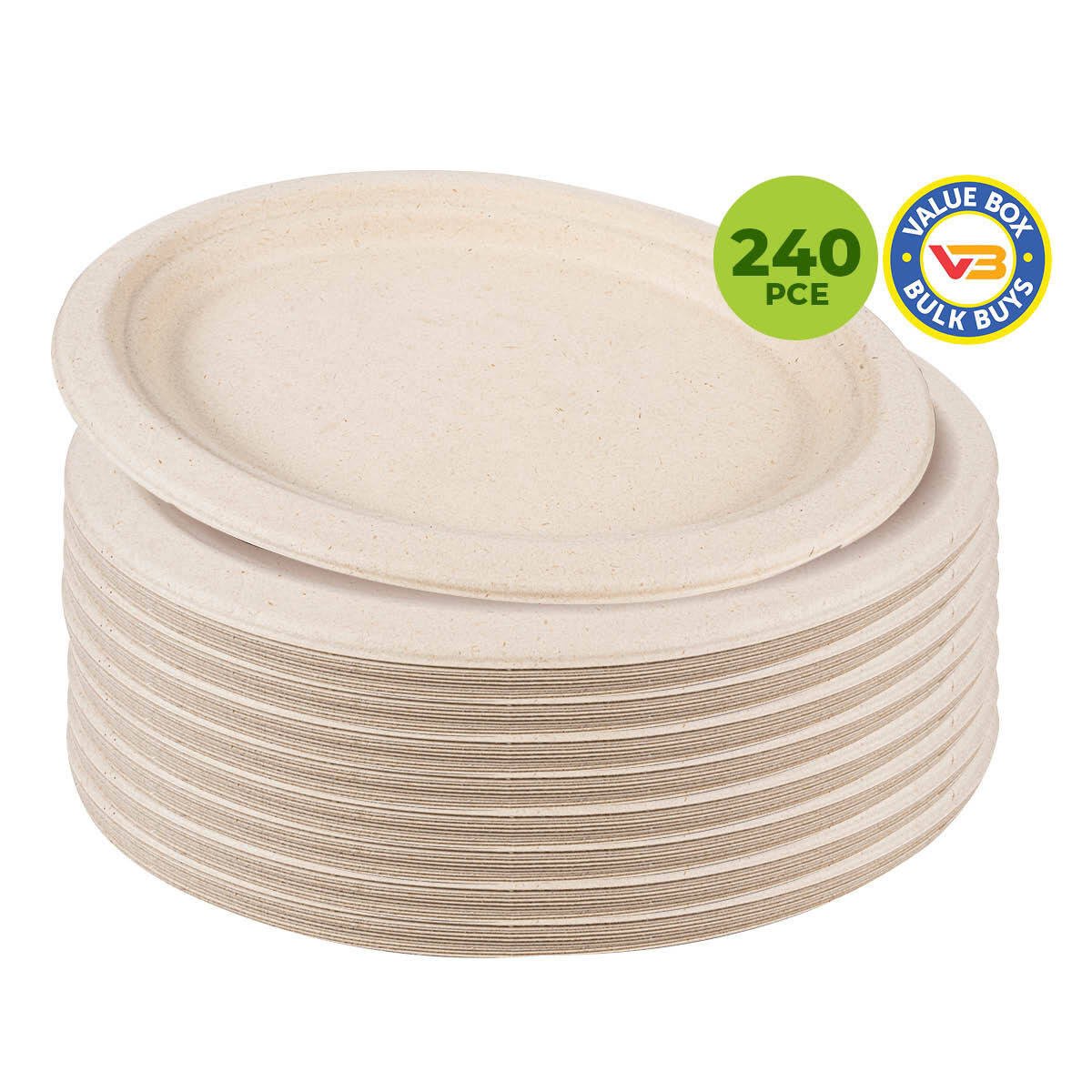 Party Central 240PCE Dinner Plates Oval Eco-Friendly Recyclable Durable 26cm