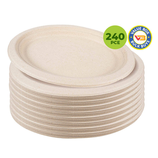 Party Central 240PCE Dinner Plates Oval Eco-Friendly Recyclable Durable 26cm