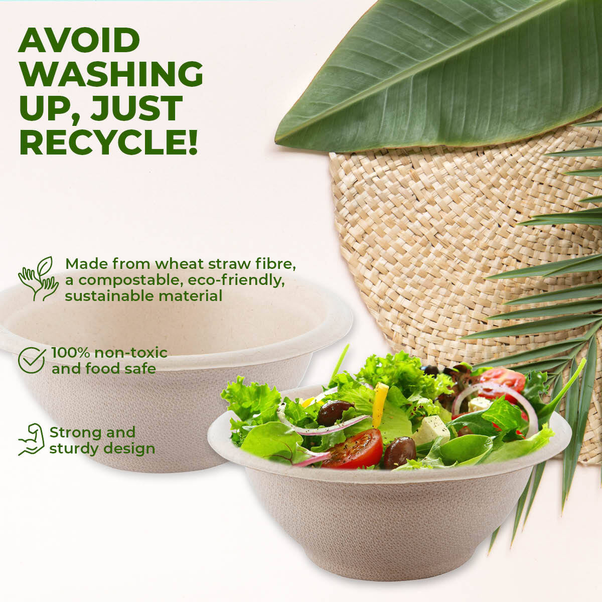 Party Central 480PCE Bowls Salad Soup Eco-Friendly Recyclable Durable 220ml
