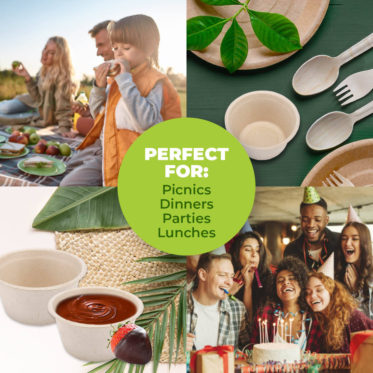 Party Central 480PCE Mini Sauce Dip Bowls Eco-Friendly Recyclable Durable 6cm