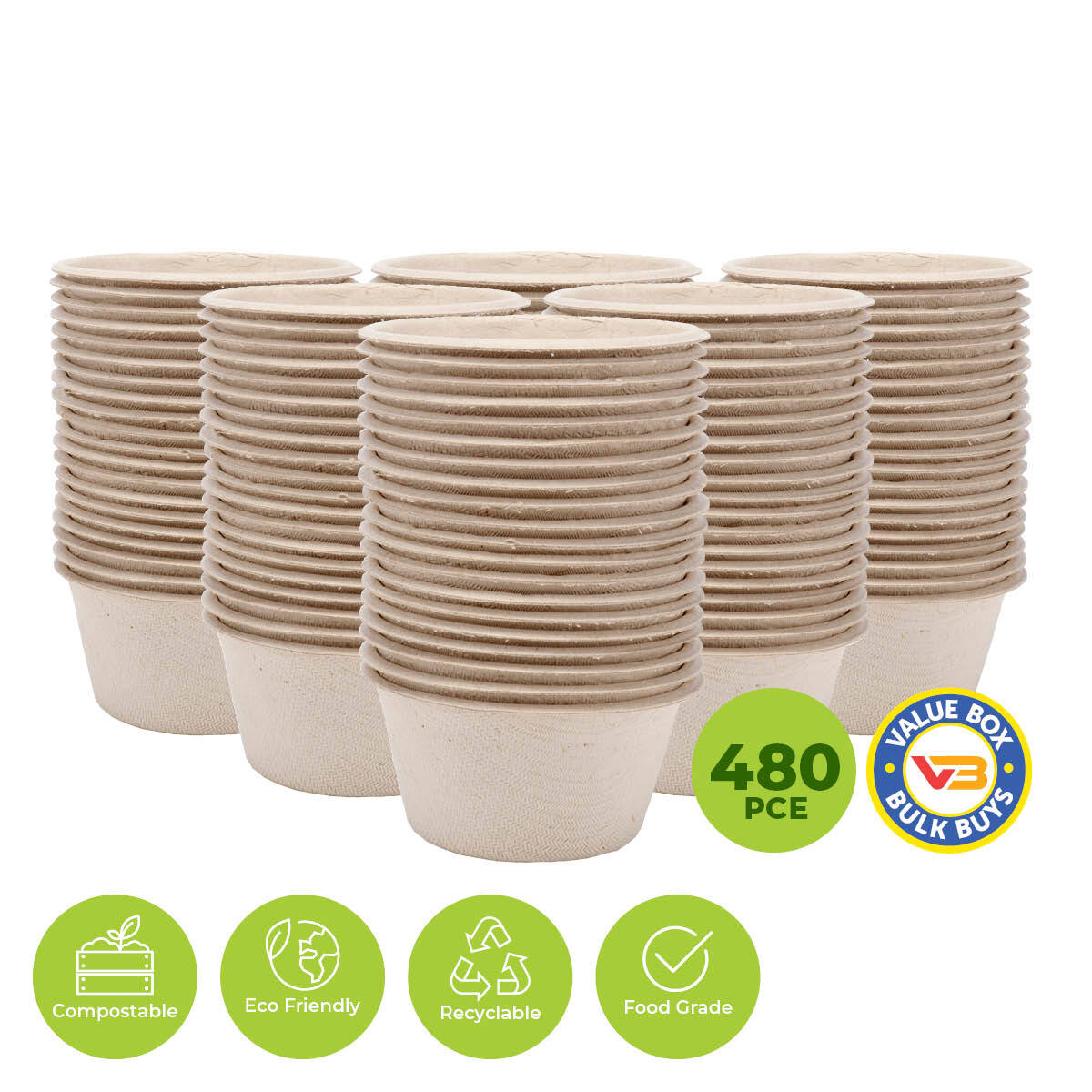 Party Central 480PCE Mini Sauce Dip Bowls Eco-Friendly Recyclable Durable 6cm