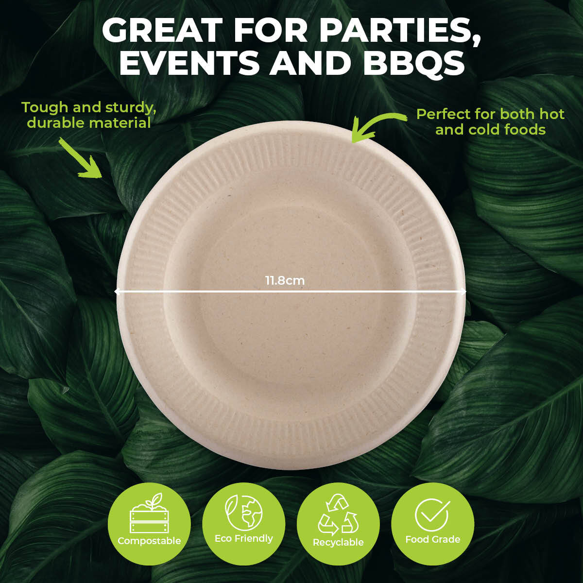 Party Central 480PCE Dessert Plates Eco-Friendly Recyclable Durable 11.8cm