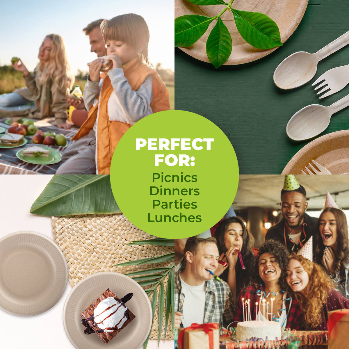 Party Central 480PCE Dessert Plates Eco-Friendly Recyclable Durable 11.8cm
