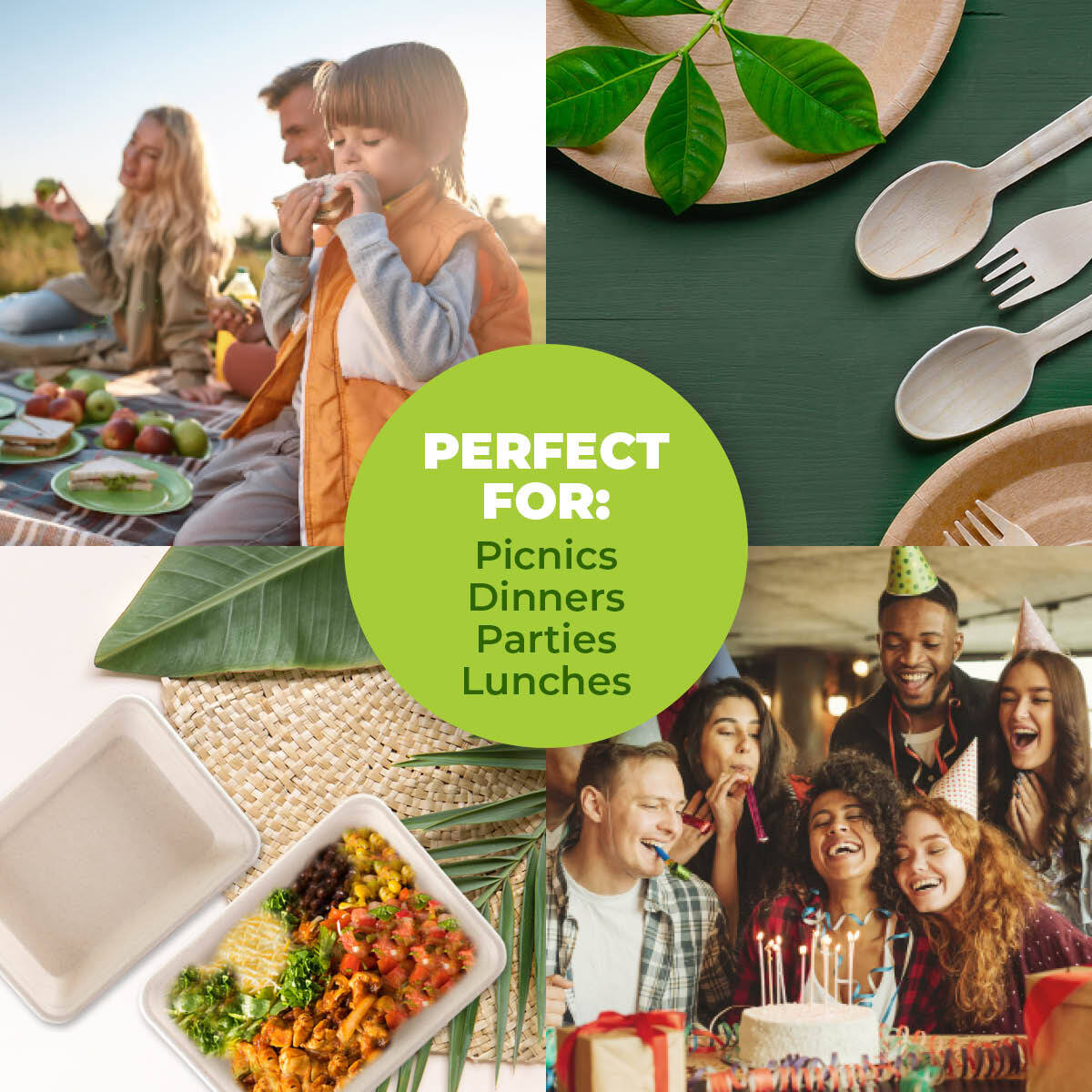 Party Central 144PCE Serving Trays Eco-Friendly Recyclable Durable 19.5cm