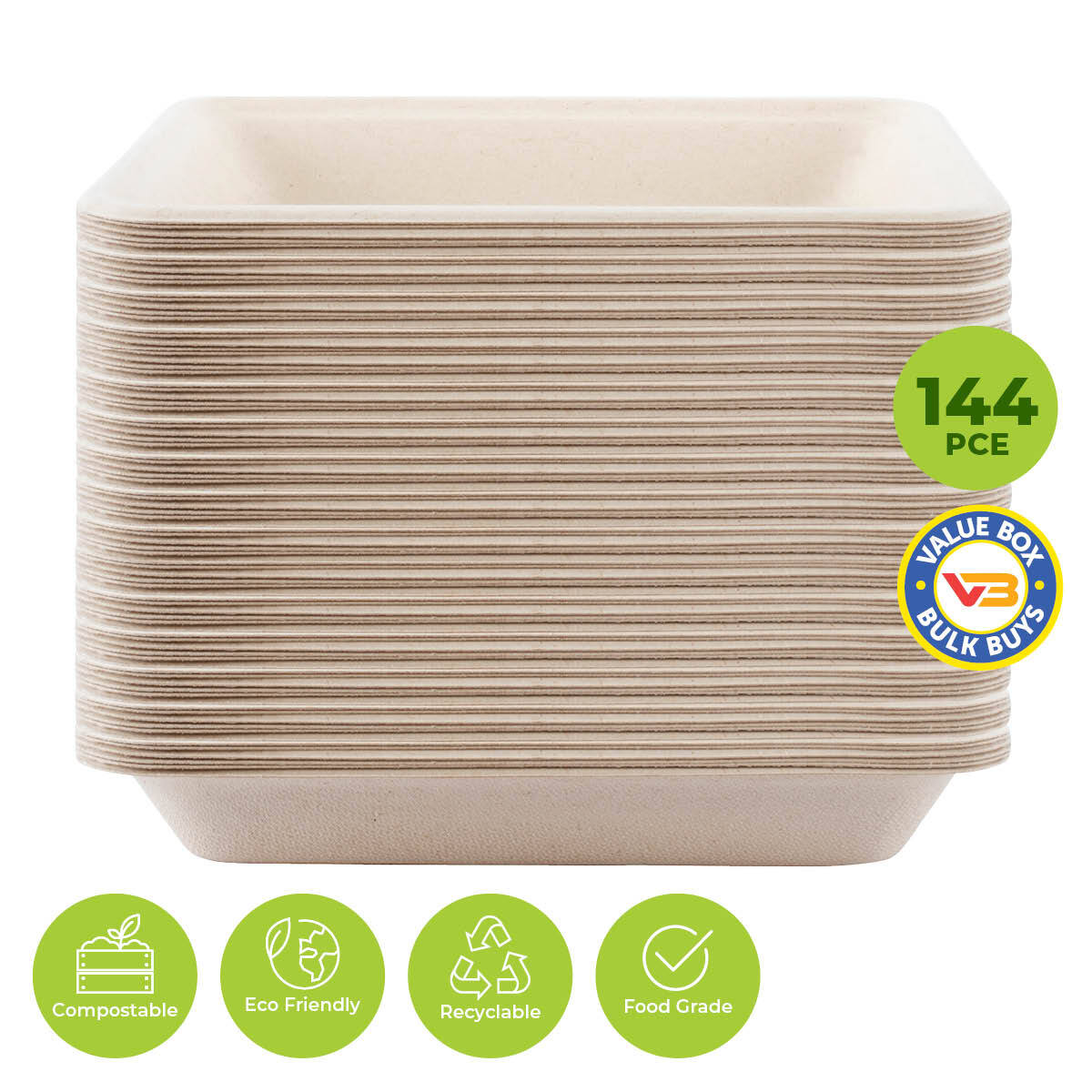 Party Central 144PCE Serving Trays Eco-Friendly Recyclable Durable 19.5cm