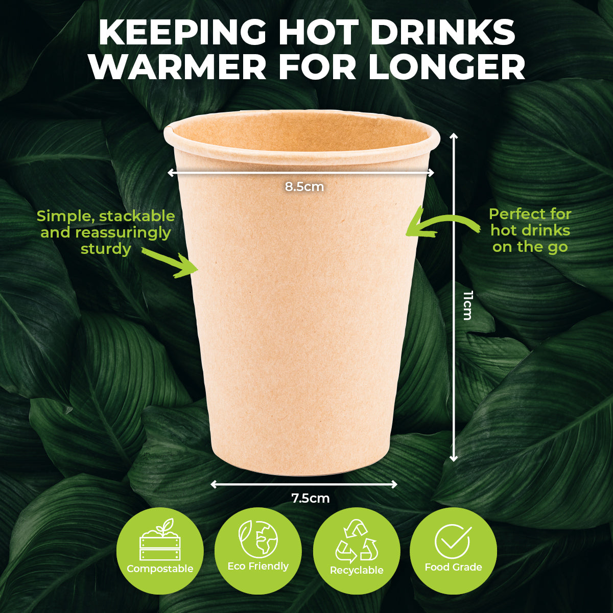 Party Central 1000PCE 354ml Coffee Cups Disposable Recycable 8.5 x 11cm