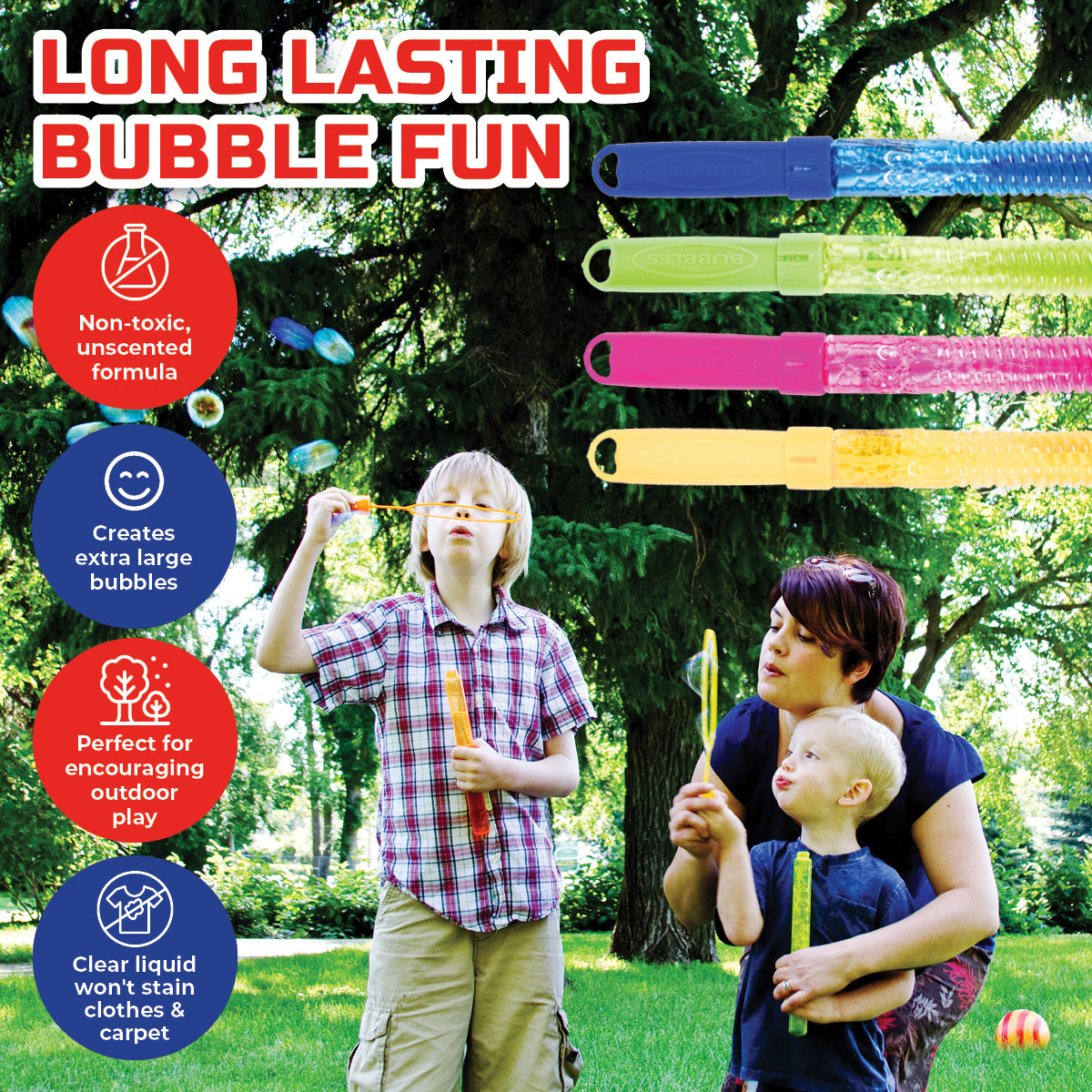 Party Central 40PCE Jumbo Bubble Swords Fragrance Free Large Bubbles 120ml