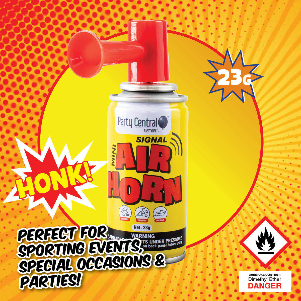 Party Central 24PCE Mini Air Horns Sporting Events Special Occasions 23g