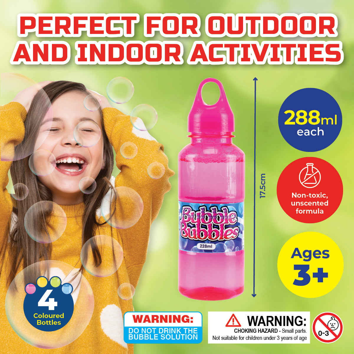 Party Central 48PCE Bubble Solution Non-Toxic Unscented Non-Staining 288ml