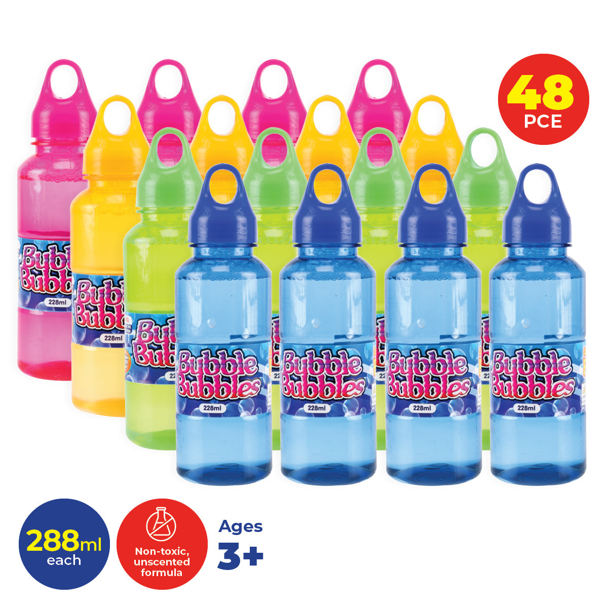 Party Central 48PCE Bubble Solution Non-Toxic Unscented Non-Staining 288ml