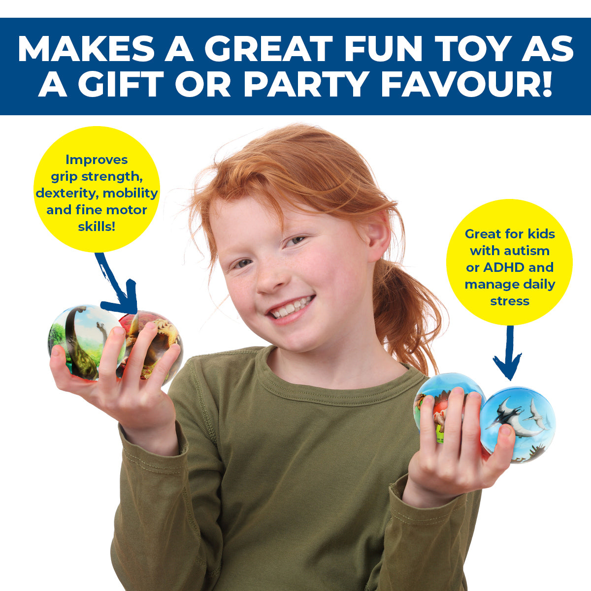 Party Central 36PCE Dinosaur Stress Balls High Quality Rubber Soft Toy 6.3cm