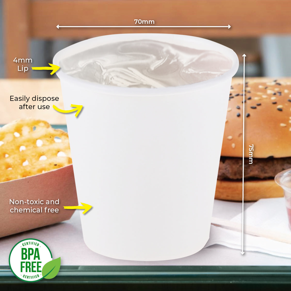 Party Central 2160PCE White Paper Cups Disposable Leak Resistant 200ml
