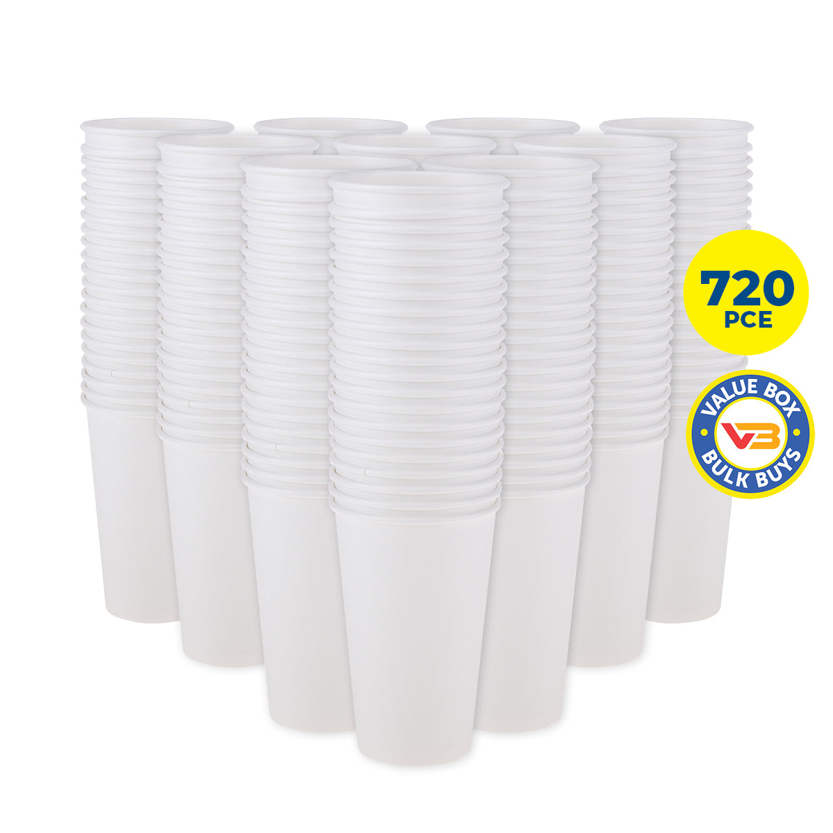 Party Central 720PCE White Paper Cups Disposable Leak Resistant 500ml