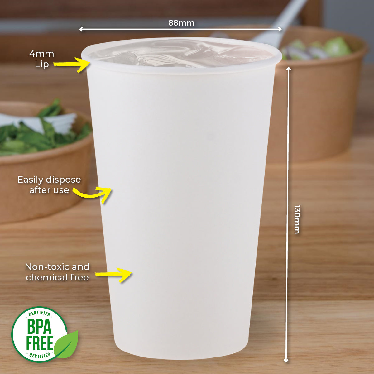 Party Central 720PCE White Paper Cups Disposable Leak Resistant 500ml