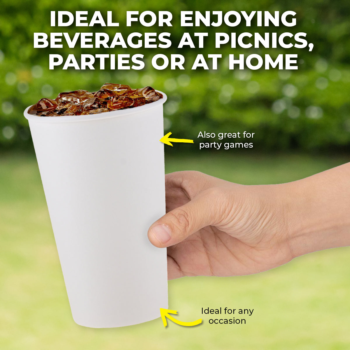 Party Central 720PCE White Paper Cups Disposable Leak Resistant 500ml