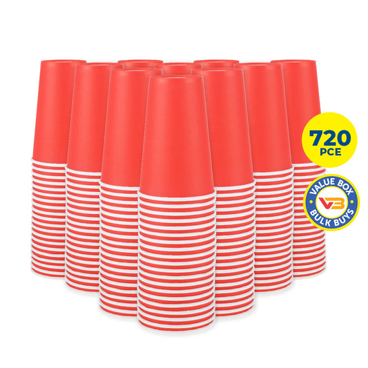 Party Central 720PCE Red Paper Cups Disposable Leak Resistant 500ml