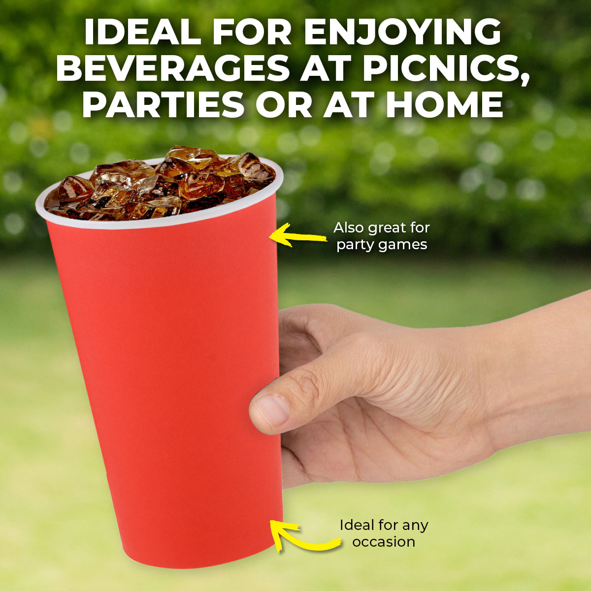 Party Central 720PCE Red Paper Cups Disposable Leak Resistant 500ml