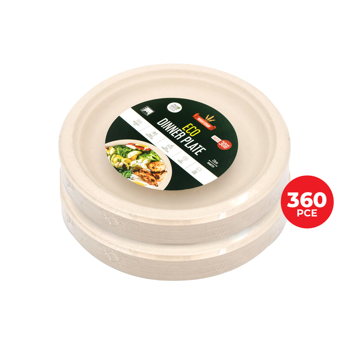 Party Central 360PCE Dinner Plates Round Strong Eco-Friendly Disposable 23cm