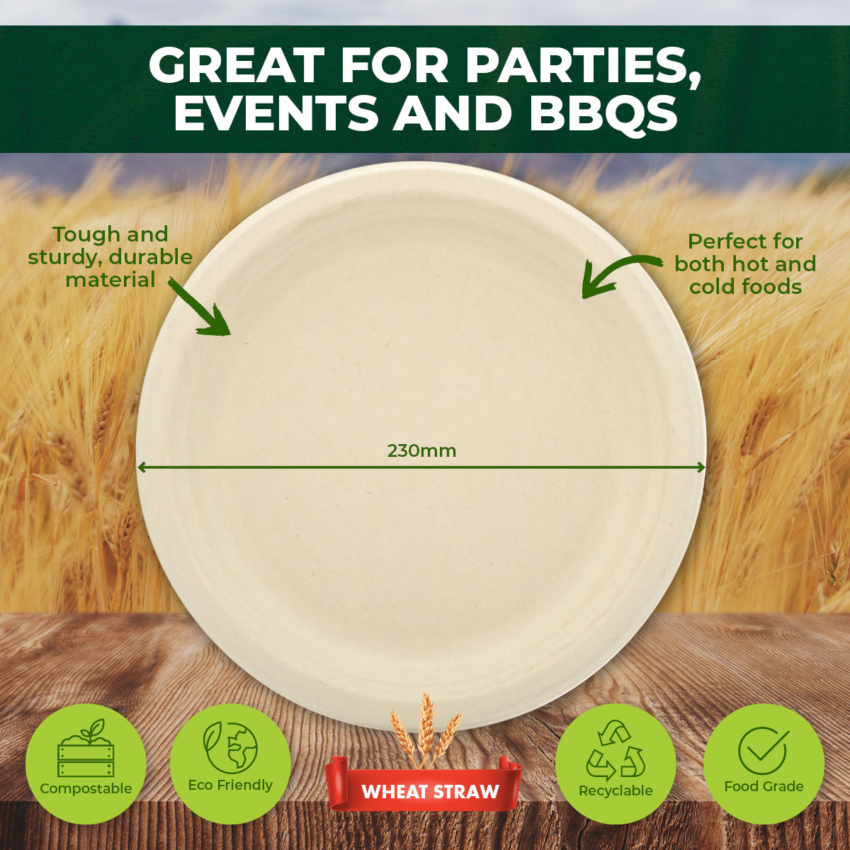 Party Central 360PCE Dinner Plates Round Strong Eco-Friendly Disposable 23cm
