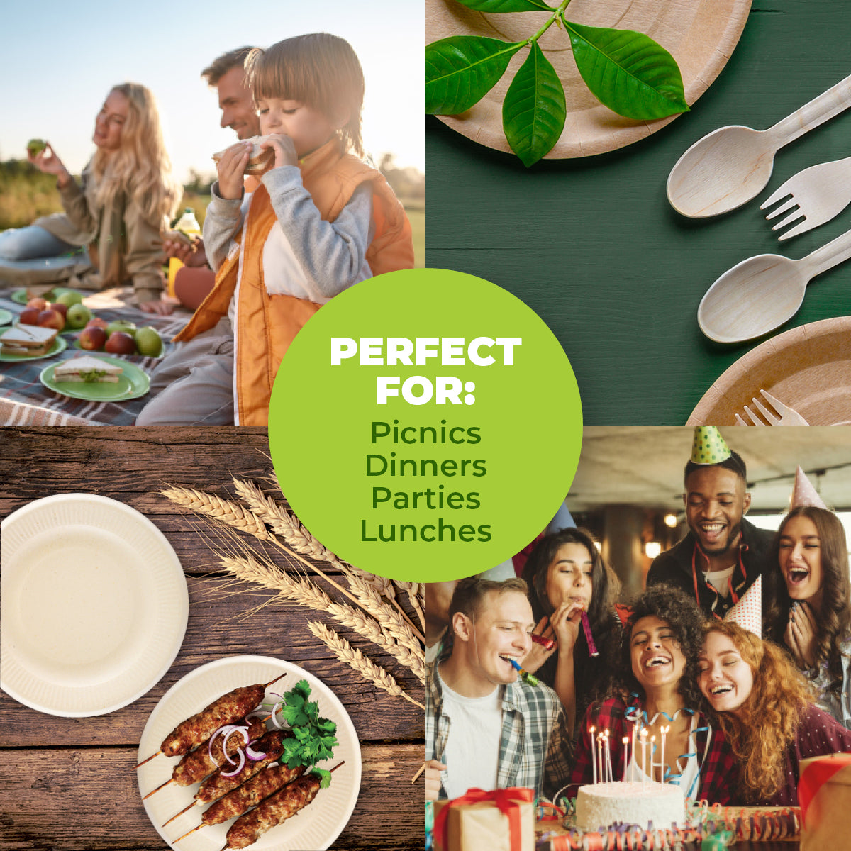 Party Central 960PCE Side Plates Eco-Friendly Recyclable Food Grade 180mm