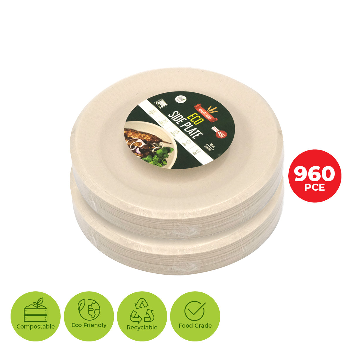 Party Central 960PCE Side Plates Eco-Friendly Recyclable Food Grade 180mm